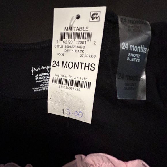 FIRST IMPRESSIONS GIRLS BLACK RUFFLE TOP - Picture 4 of 4